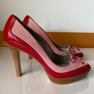 Marc Fisher “MFVICA” red multi patent heel